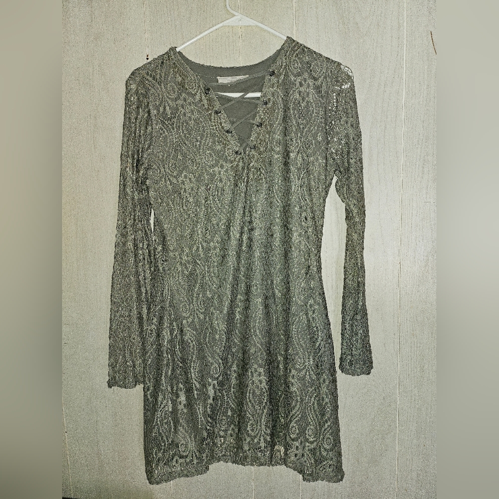 Sage green lace dress, size medium